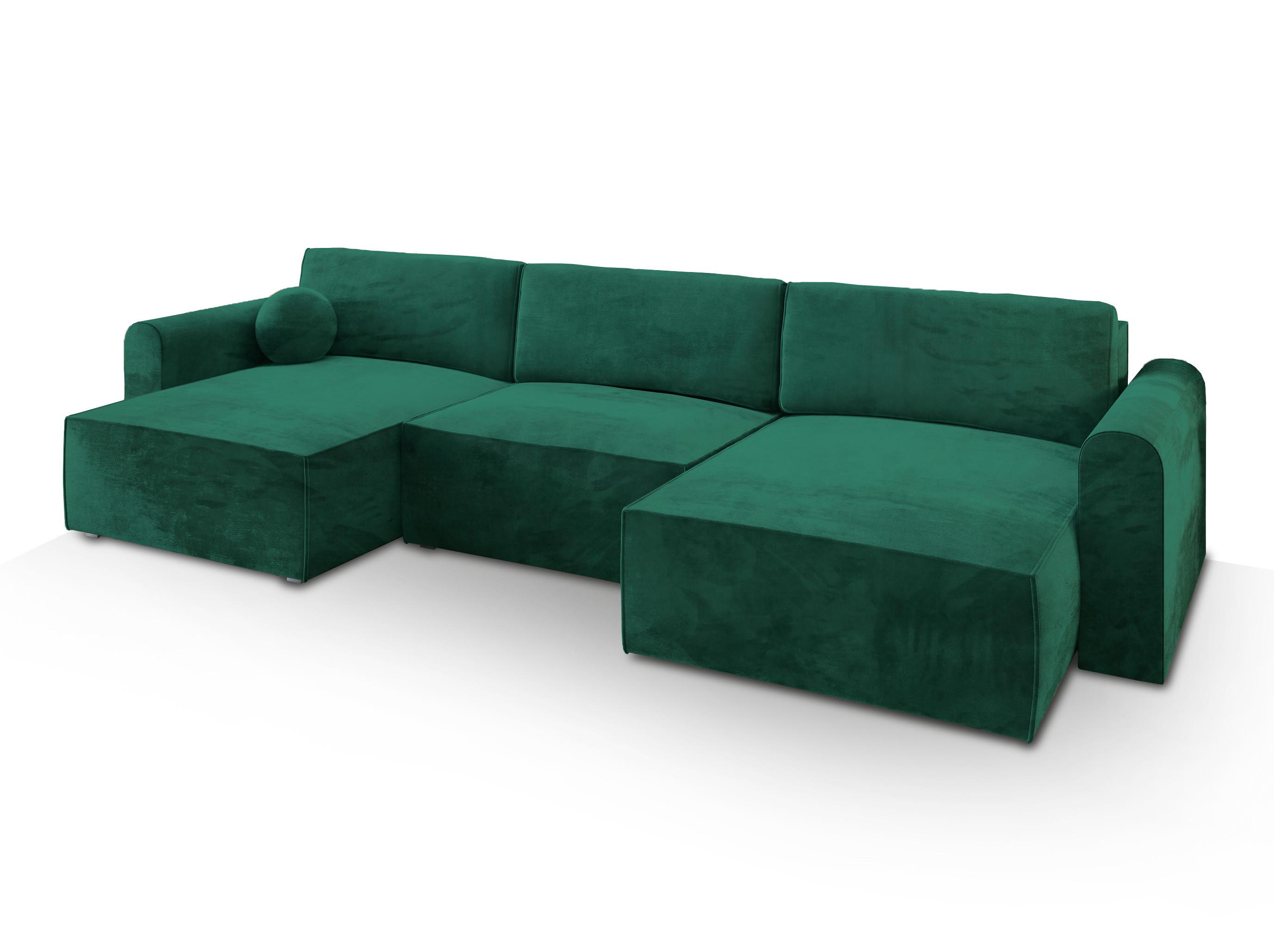 WOHNLANDSCHAFT FENTO M Grün Velours-Stoff mit Schlaffunktion - Grau/Grün, Holz/Kunststoff (347/90/148cm) - MASSENO