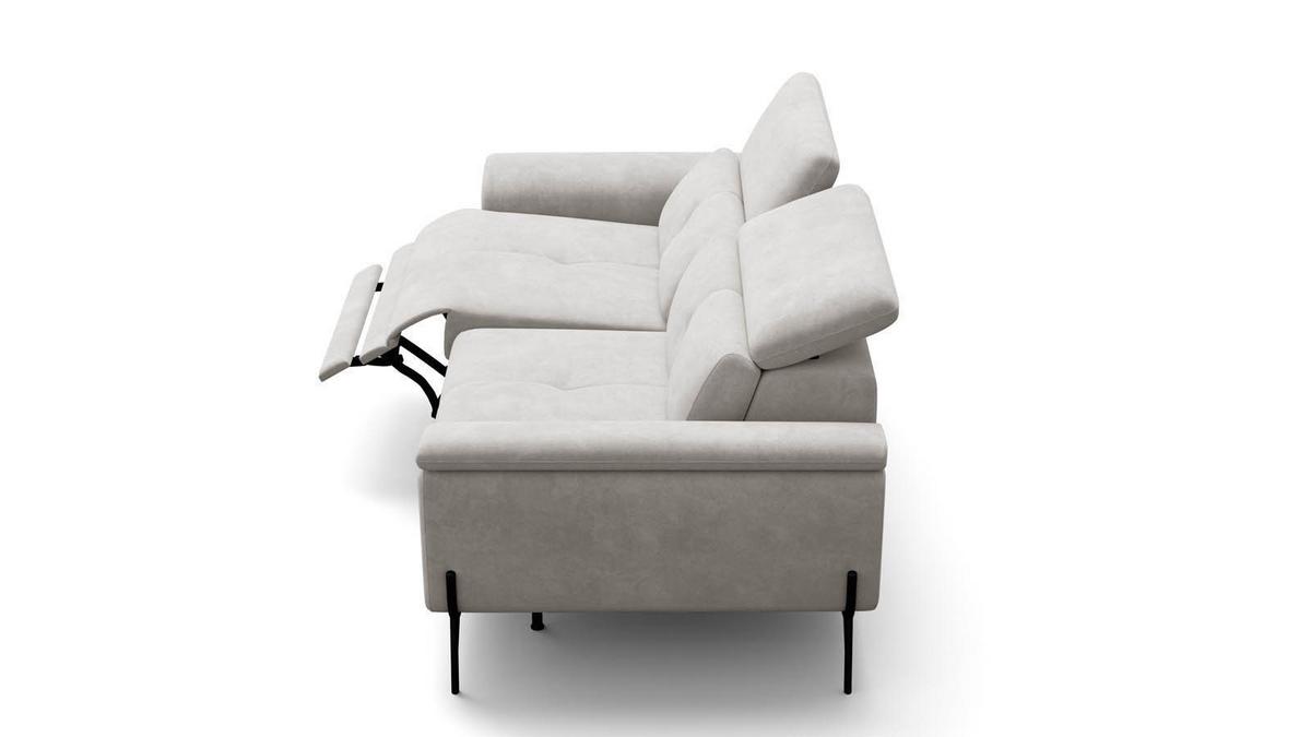 SOFA RELAX AVENA 3-Sitzer, beiger Veloursstoff - Beige/Schwarz, Holz/Textil (204/80/108cm) - Courtois Laville