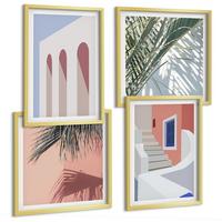 BILDER SET 4er Set - 50x50 cm & 40x60 cm Goldrahmen - Illustrationen der Stadtarchitektur - Goldfarben, Kunststoff (50/50cm) - TULUP