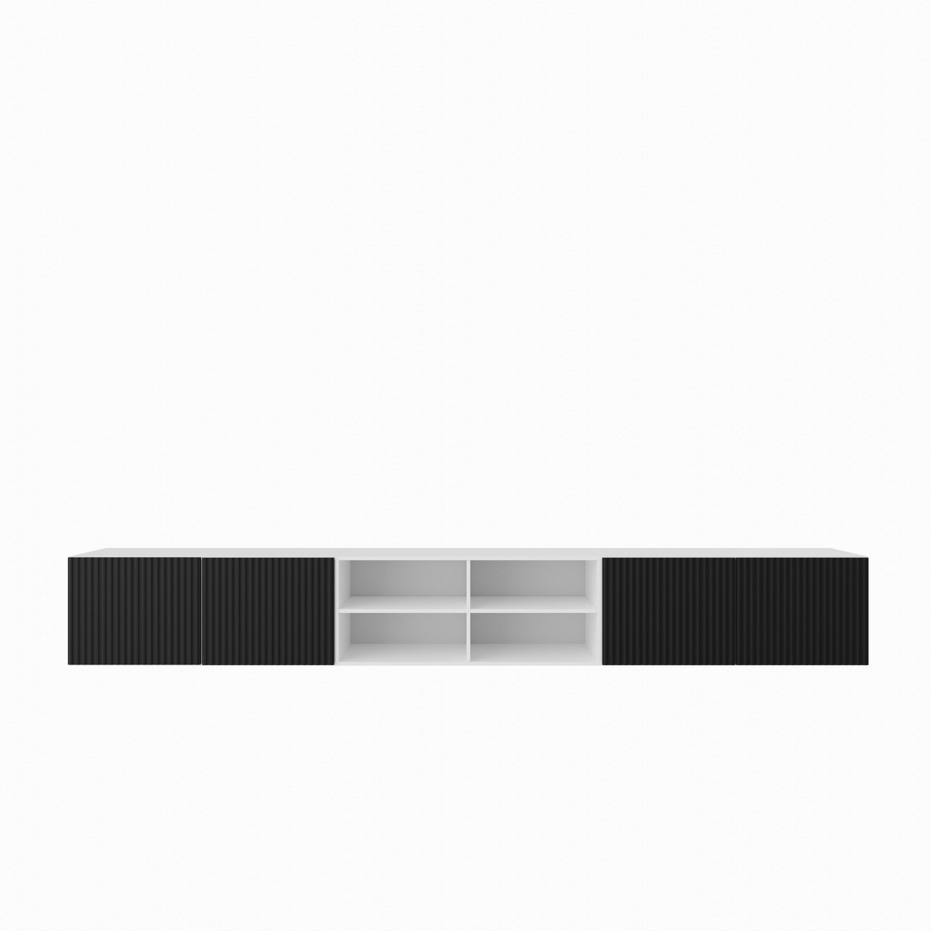 LOWBOARD VAREN 300/41/40 cm, Hängender TV-Schrank Weiß / Schwarz - Schwarz/Weiß, Holzwerkstoff (300/41/40cm) - MASSENO