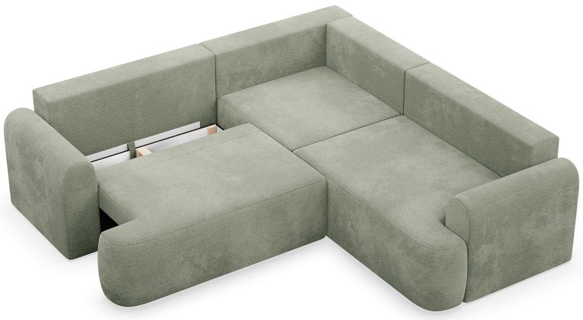 ECKSOFA Kaveo 245 cm universell mit Eckelement - Schwarz/Hellgrün, Kunststoff/Textil (245/245cm) - Selsey