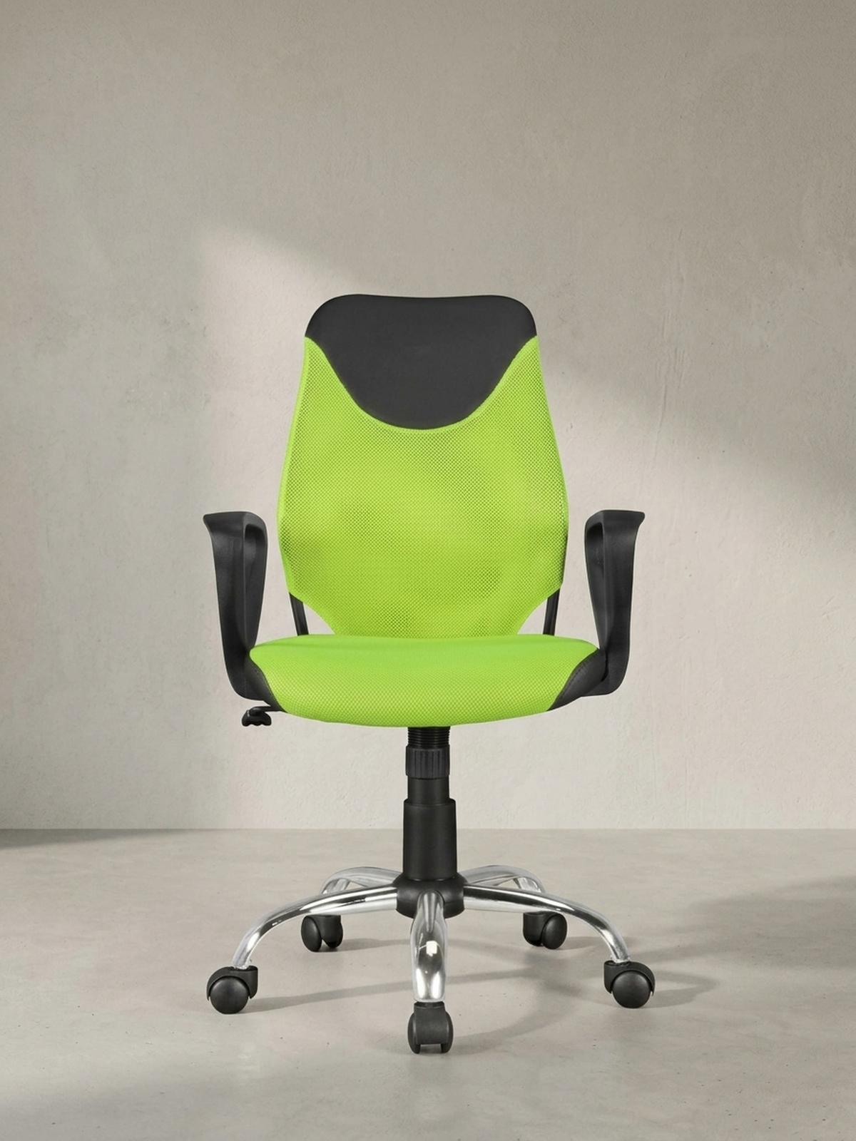 JUGENDDREHSTUHL Nylon Ergonomisch Höhenverstellbar DAVOS, Grün 60x60x101 cm - Silberfarben/Schwarz, Textil/Metall (60/101/60cm) - KADIMA DESIGN
