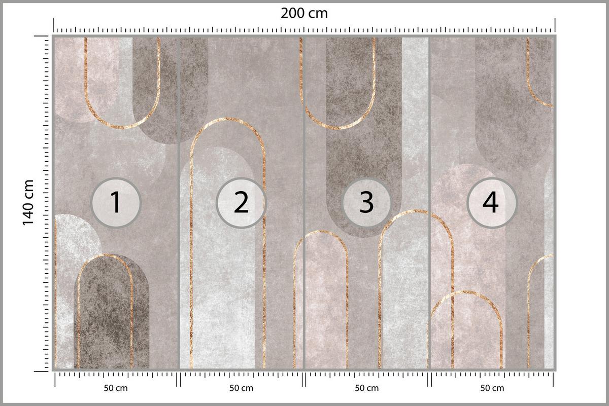 FOTOTAPETE für Wohnzimmer Geometrische Bögen Beige Beton 200x140 - Beige/Braun, Papier (200/140cm) - Muralo