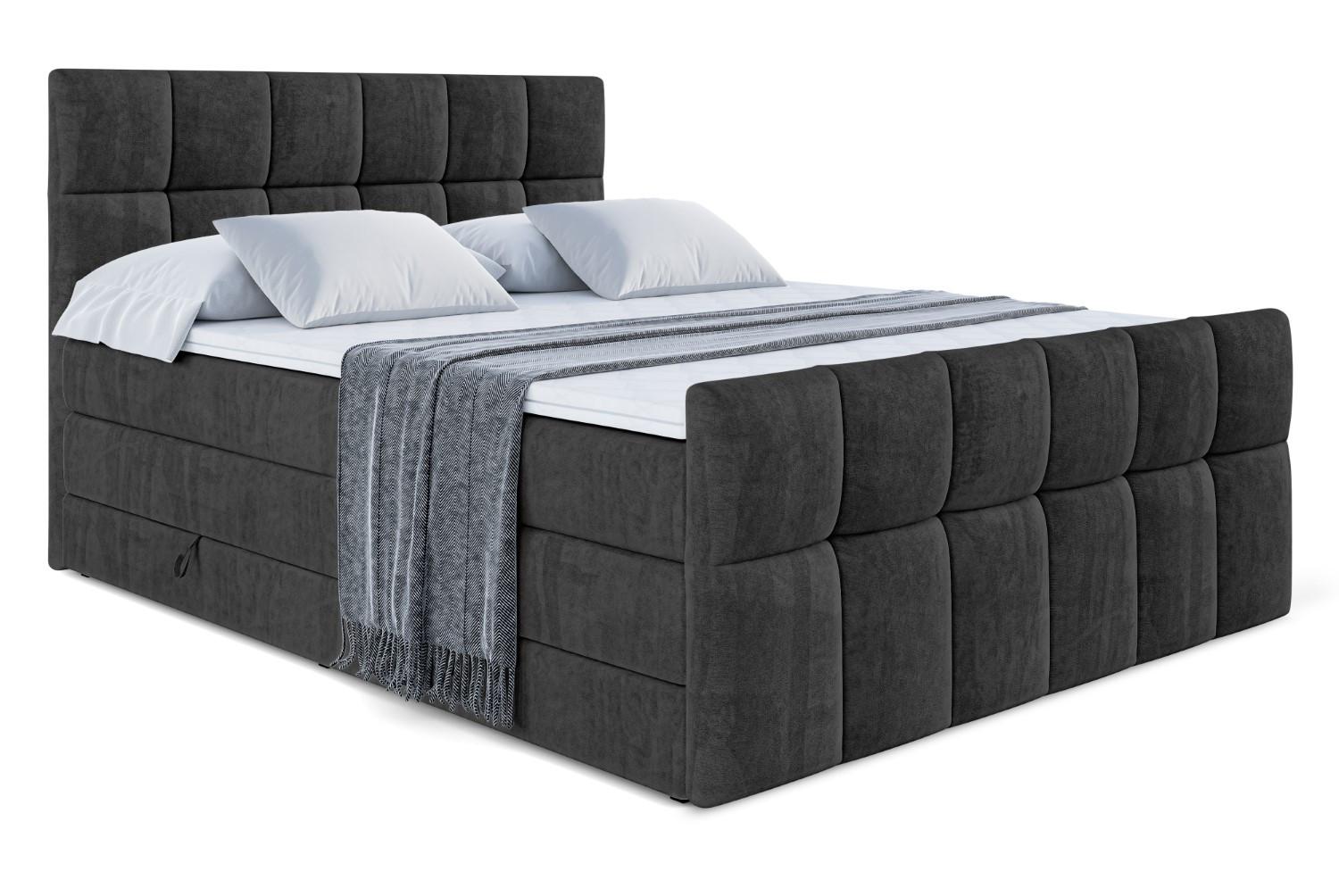 BOXSPRINGBETT RICAR-Z KING - 160 x 200 - H3/H4 - Schwarz - Schwarz, Holzwerkstoff (160/200cm) - ALTDECOR