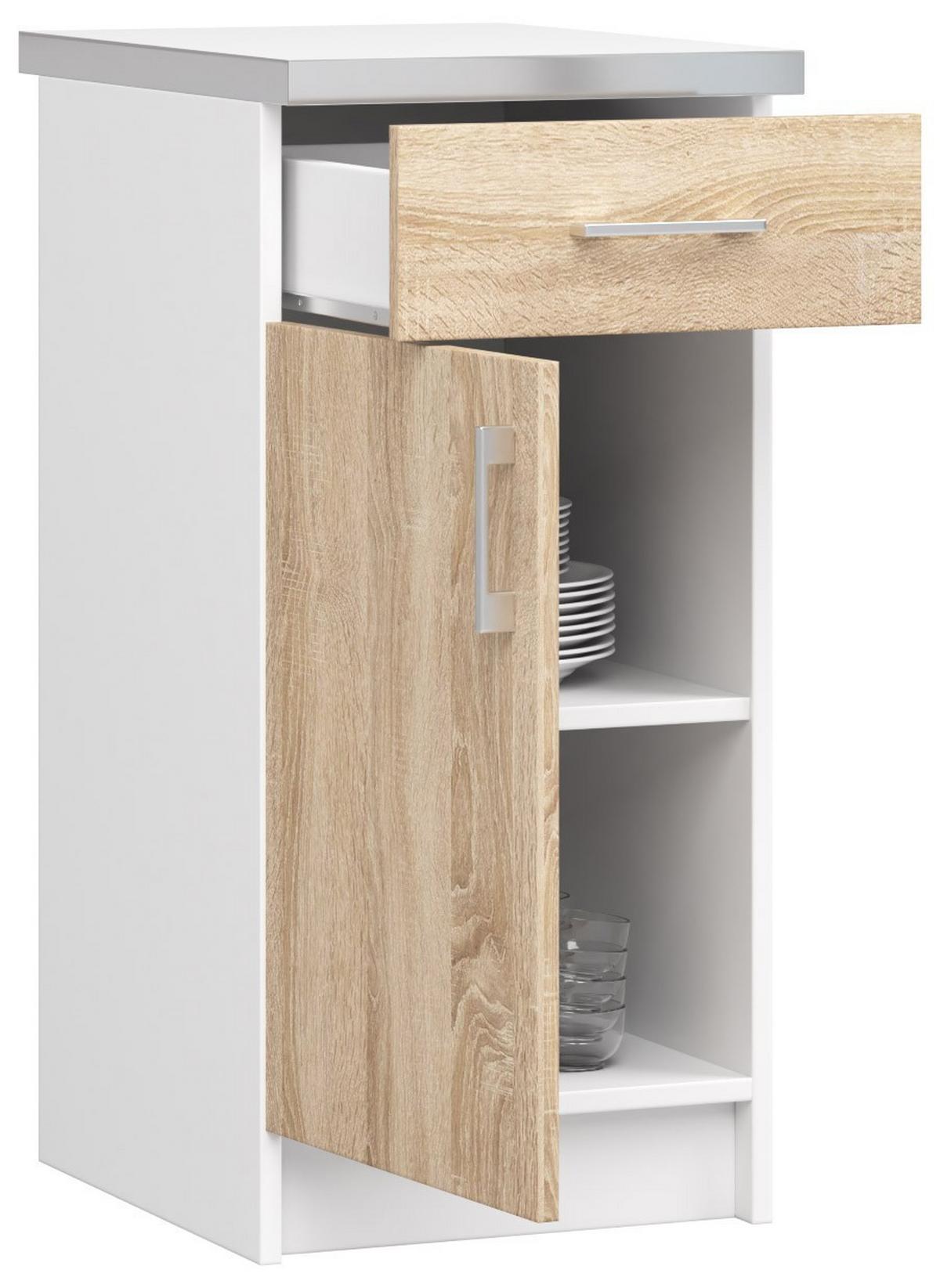 UNTERSCHRANK Weiß, Eiche Sonoma 82/40/44,5 - Weiß/Eiche Artisan, Holzwerkstoff (40/82/44.5cm) - RAUMHIRSCH FURNITURE