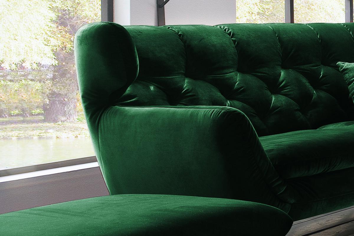 SOFA CHARME Smaragdgrün Velvet - Smaragdgrün/Silberfarben, Textil/Metall (175/94/95cm) - KAWOLA