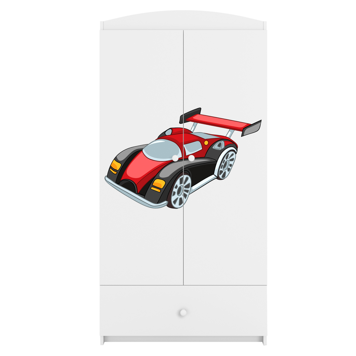 KINDERKLEIDERSCHRANK Formel 1 - Weiß, Holzwerkstoff (90/175/52cm) - RAUMHIRSCH FURNITURE