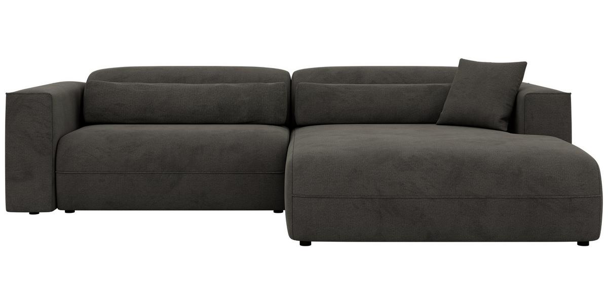 ECKSOFA PAZURRO L - Dunkelgrau Velvet - Rechts Seite - Dunkelgrau/Schwarz, Kunststoff/Textil (288/180cm) - MKS