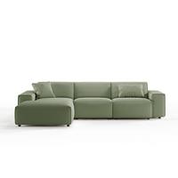 ECKSOFA RANI Grün Cord - Schwarz/Olivgrün, Kunststoff/Textil (299/189cm) - KAWOLA
