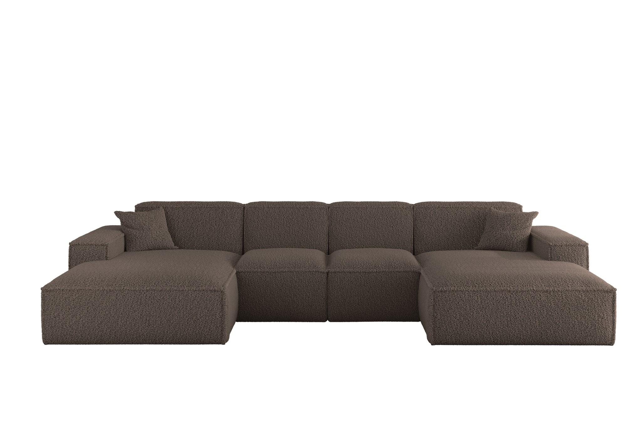 WOHNLANDSCHAFT Celes Premium Xs Sven - Braun, Holzwerkstoff/Textil (342/73/165cm) - Fun Möbel