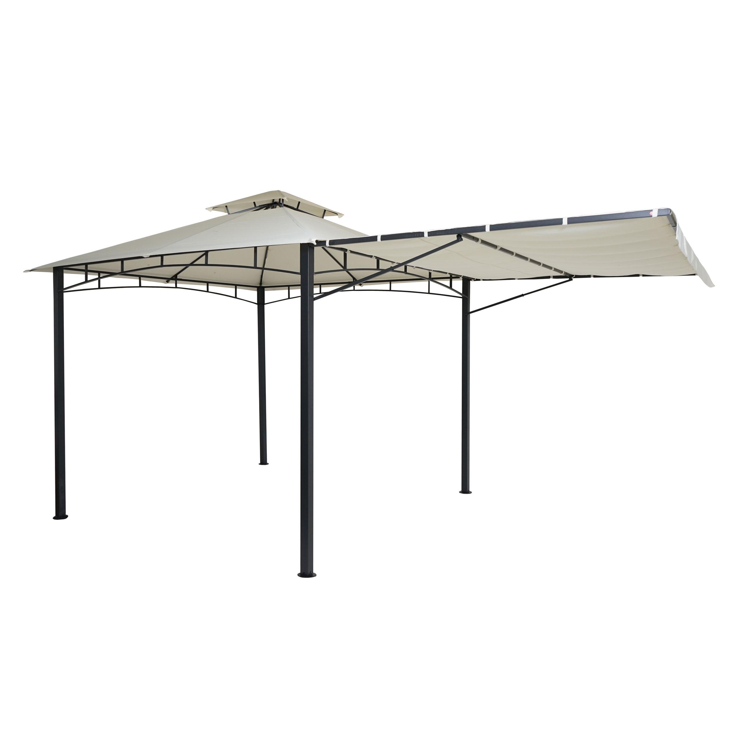 PERGOLA STAHL + SEITENWAND Cremeweiß - Weiß, Textil (490/275/250cm) - MCW