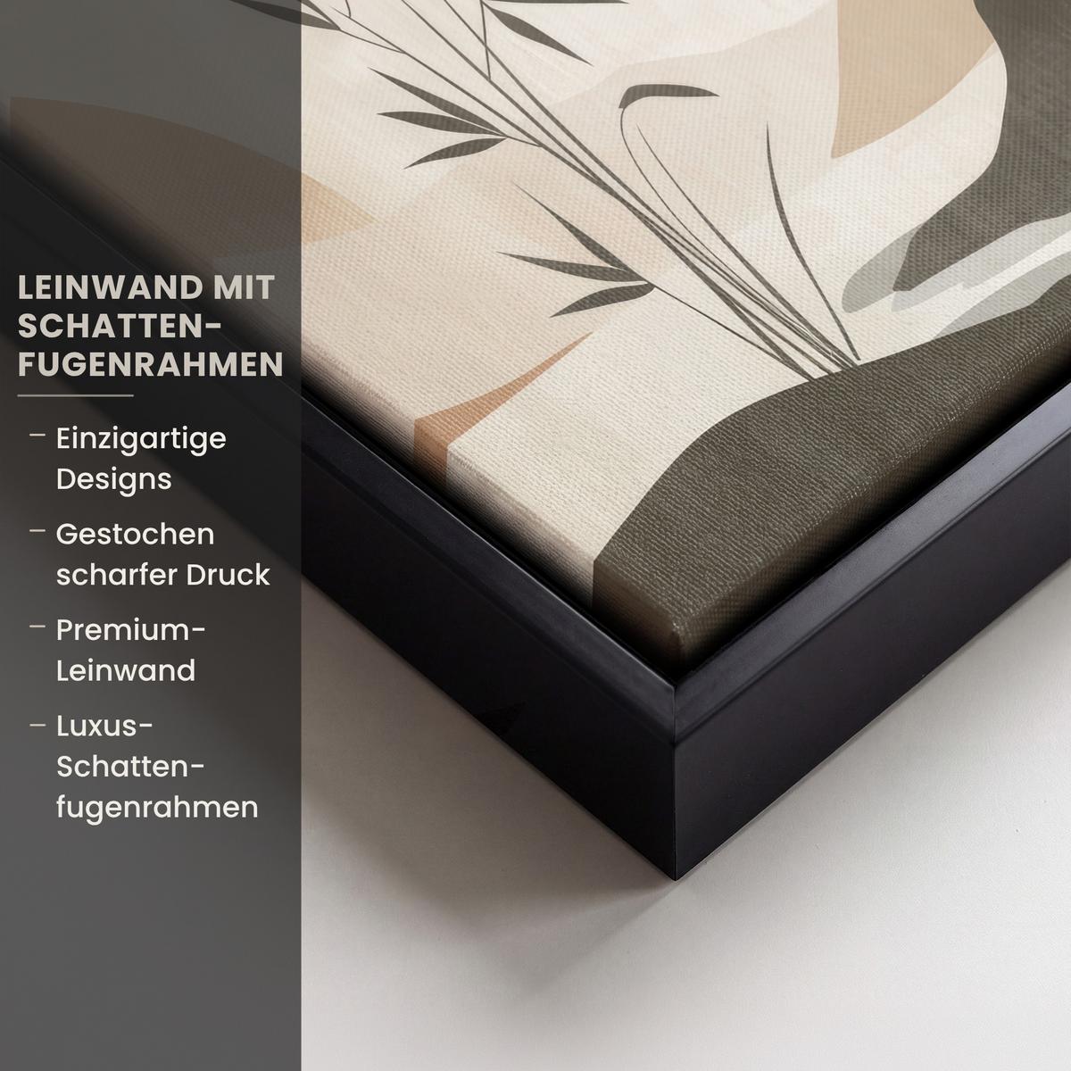 LEINWAND Bilder mit Rahmen - Japandi - Landschaft - Beige - 20x20 - Cognac, Textil (20/20cm) - MuchoWow