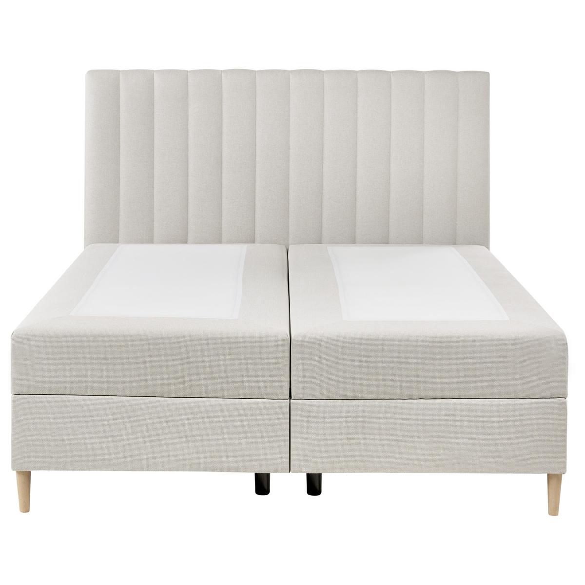 BOXSPRINGBETT mit Stauraum 160/200 cm Stoff Hellbraun Officer - Hellbraun, Textil (160/200cm) - Beliani