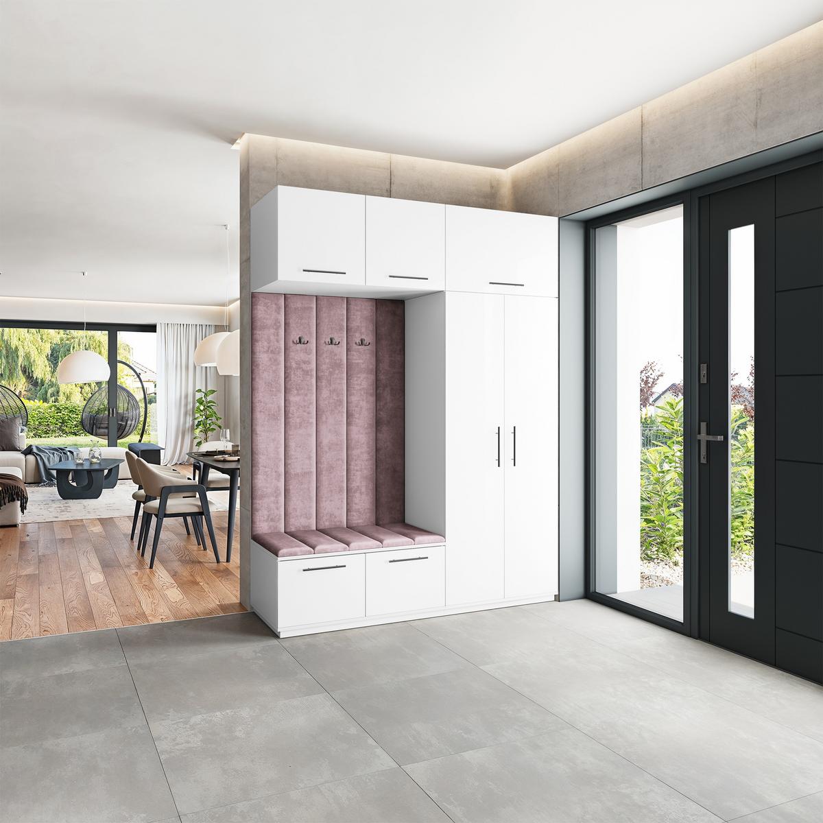GARDEROBENSCHRANK REMA 180/240/60 cm Modern Garderobe-Set Weiß - Lila/Weiß, Holzwerkstoff (180/240/60cm) - MASSENO