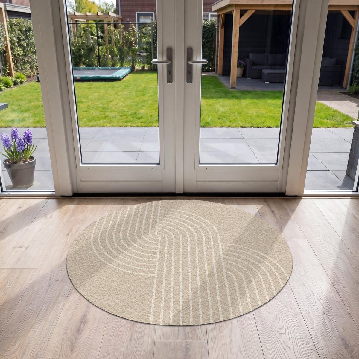 FUSSMATTE Parallele Linien - Leichte Textur - Beige Türmatte 120x120 cm - Beige, Kunststoff (120/0.4cm) - MuchoWow
