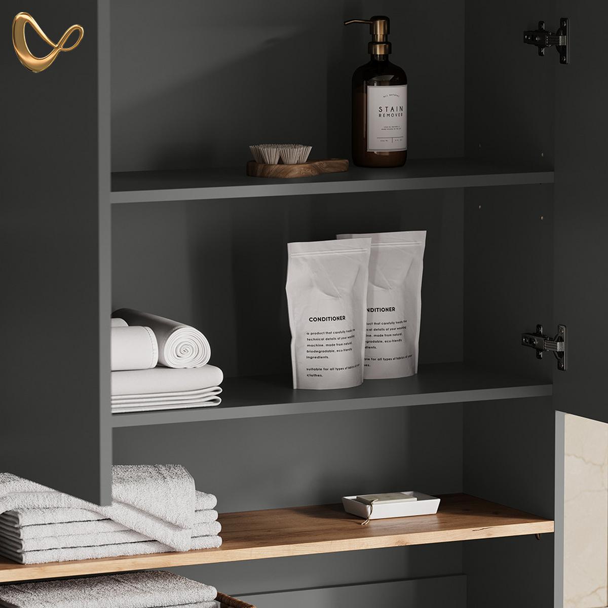 WASCHMASCHINENSCHRANK Paolina Anthrazit/Goldkraft Eiche 93.6 x 100.4 cm - Honigeiche/Anthrazit, Holzwerkstoff (93.6/100.4/29cm) - Livinity®
