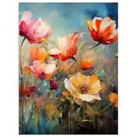 POSTER Blumen - Aquarell - Kunst - Botanisch - Natur Deko Wohnzimmer 60x80 cm - Orange, Papier (60/80/0.1cm) - MuchoWow