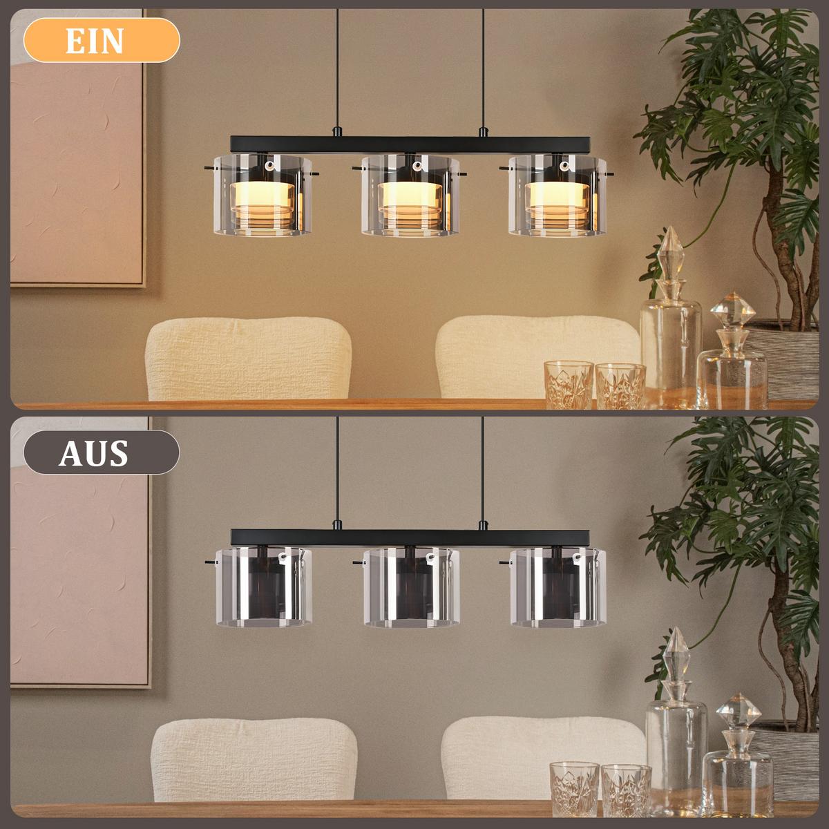 PENDELLEUCHTE Anvel 52/12/157 cm - Schwarz, Glas/Metall (52/12/157cm) - ZMH