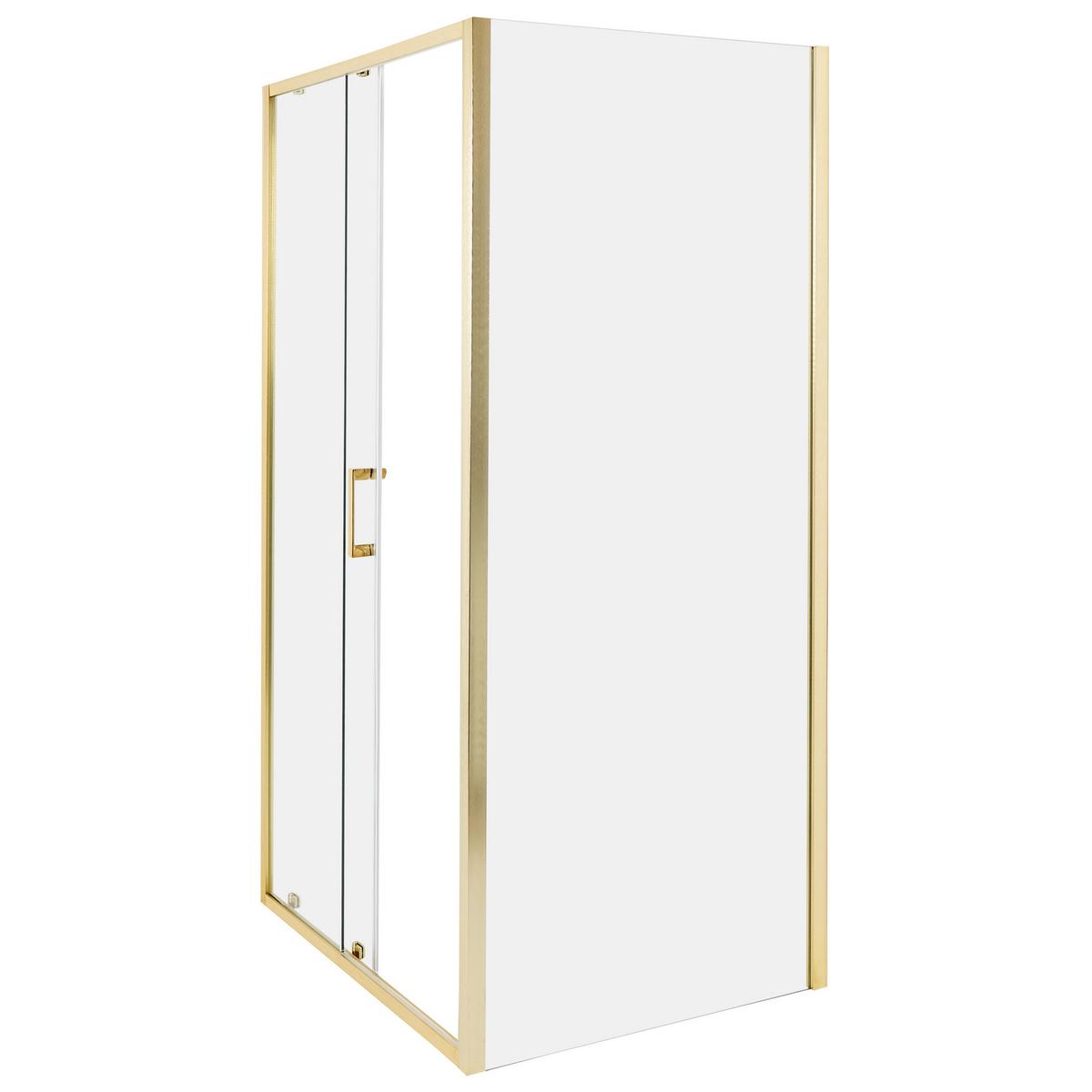 DUSCHKABINE 80/100/185 cm Gold Yoro - Transparent/Goldfarben, Glas (80/100/185cm) - Beliani