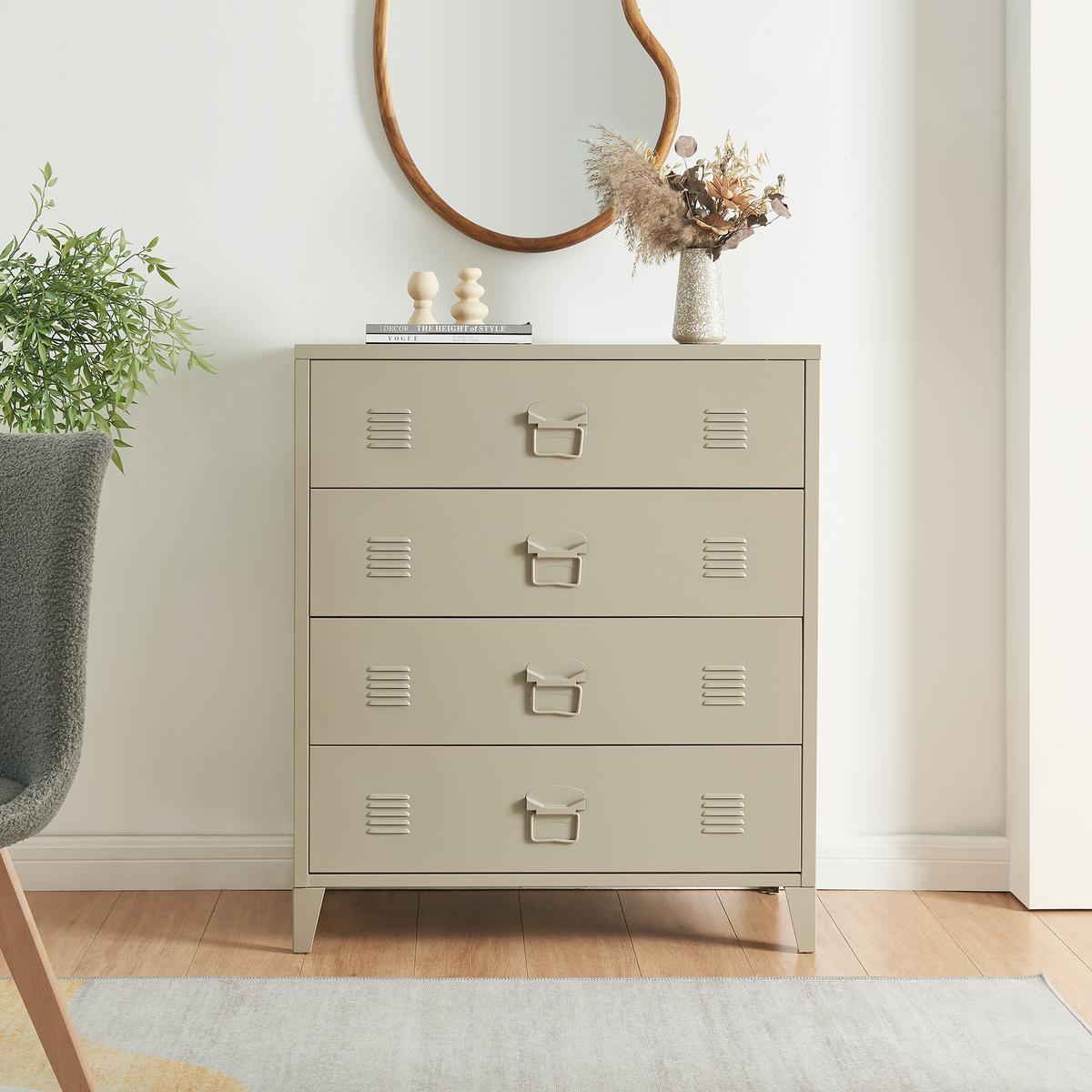 METALLSCHRANK Hämeenlinna - Beige, Metall (80/92/40cm) - [en.casa]