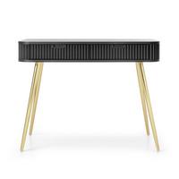 SCHMINKTISCH Zova Schwarz mit goldenen Beinen 110 cm - Goldfarben/Schwarz, Holzwerkstoff/Metall (49/103/80cm) - Selsey