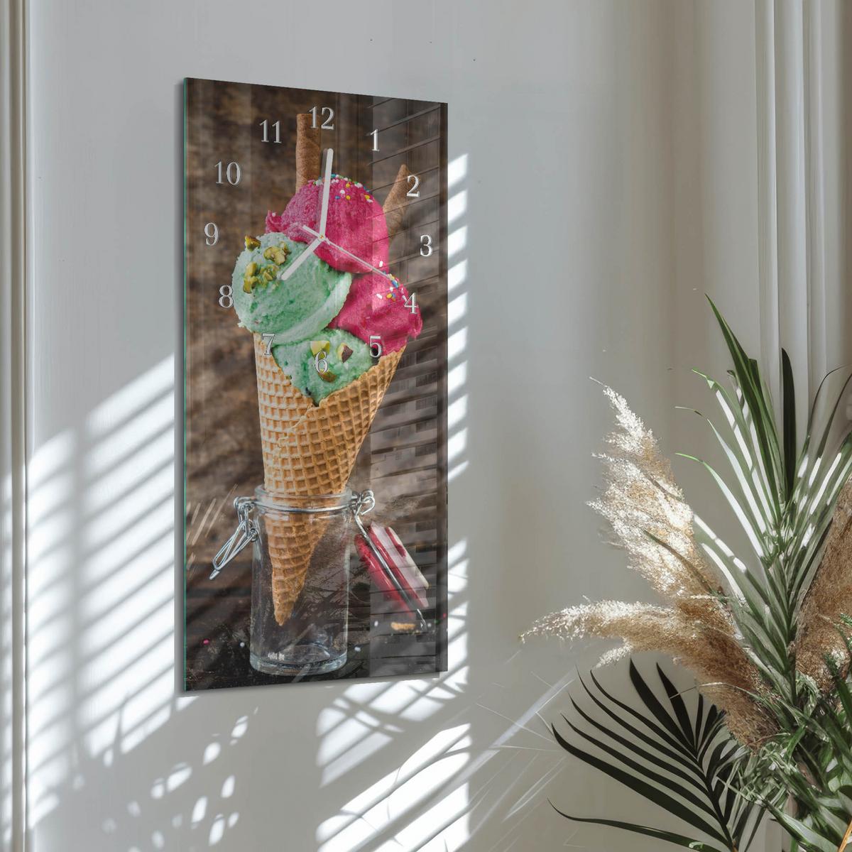 WANDUHR aus Glas 30x60 cm - Eis - Multicolor, Glas (30/60/0.4cm) - TULUP