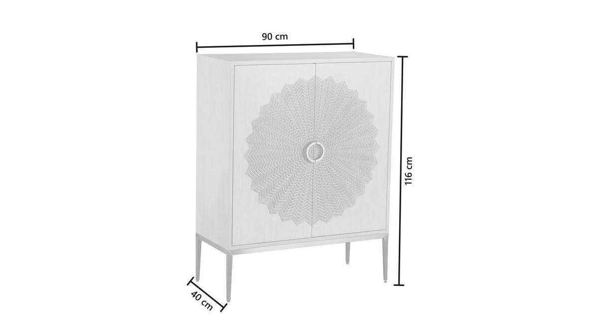 HIGHBOARD LUCIA Weiß Eiche - Goldfarben/Weiß, Holz/Metall (90/116/40cm) - KAWOLA