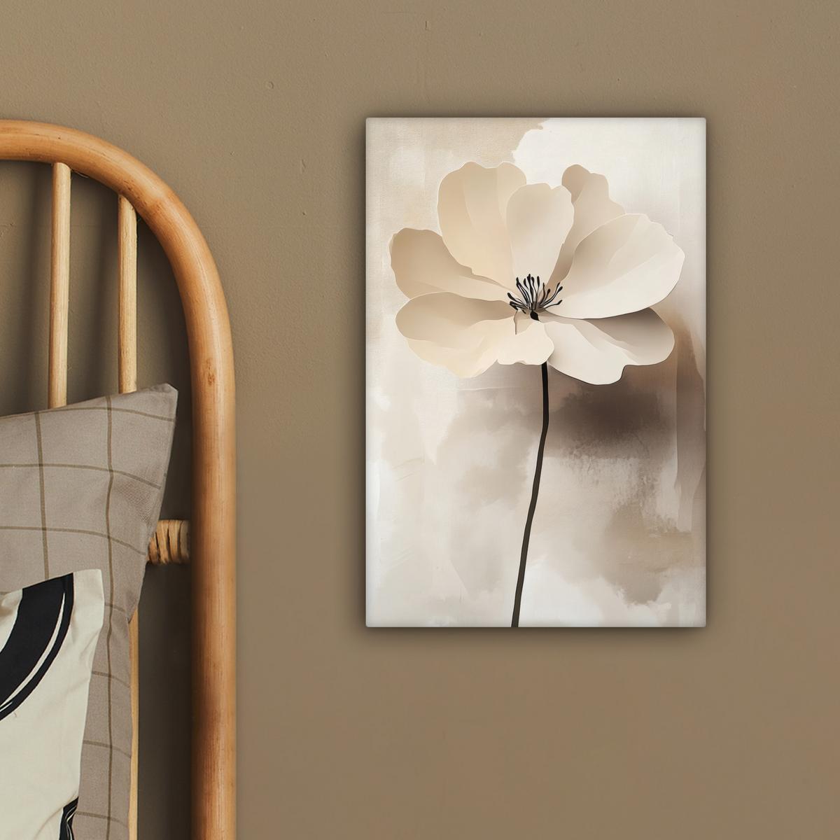 LEINWANDBILD Blume - Beige - Farbe - Schatten Deko Wohnzimmer 20x30 cm - Creme, Textil (20/30cm) - MuchoWow