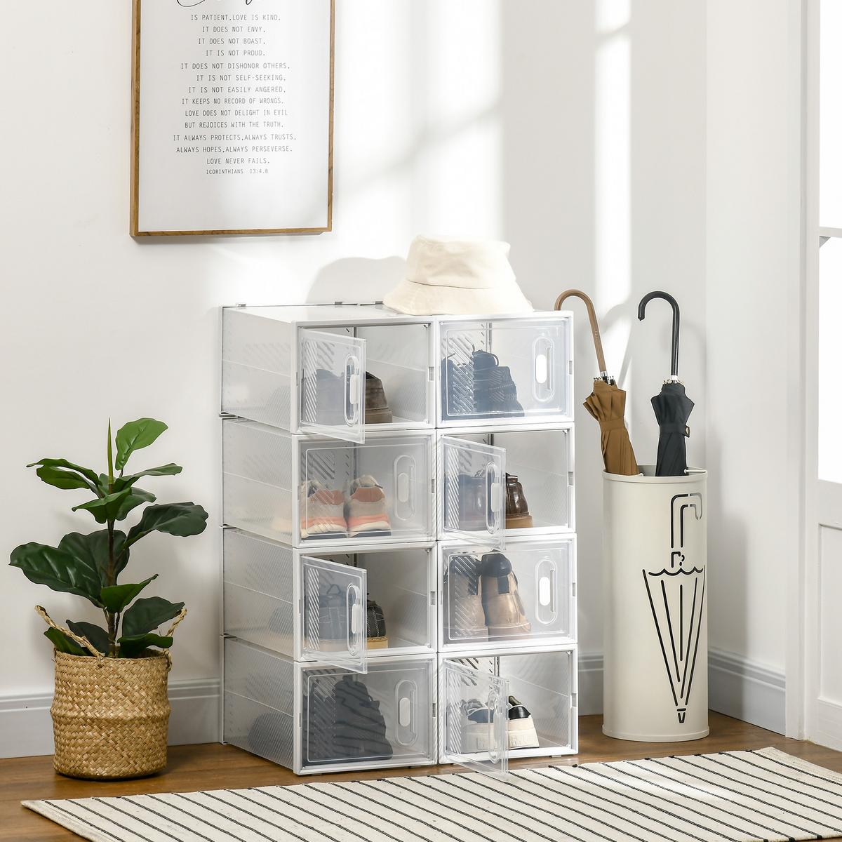 DIY-SCHUHSCHRANK 8er Set Kunststoff Transparent - Transparent, Kunststoff (36/21/28cm) - HOMCOM