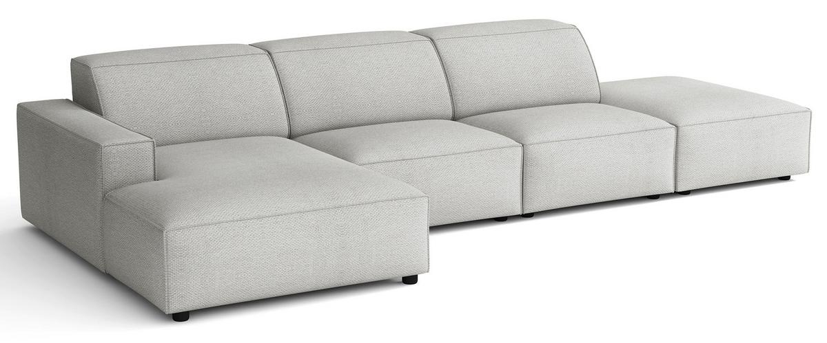 ECKSOFA Sellmo 344 cm - Hellgrau/Schwarz, Kunststoff/Textil (350/166cm) - Selsey