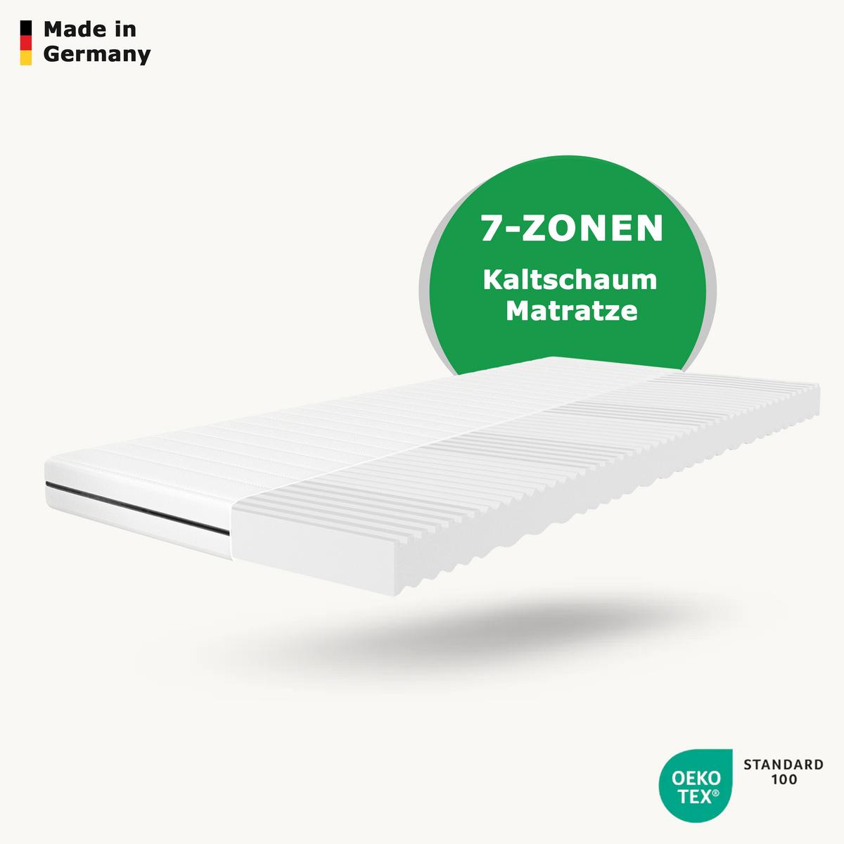 KALTSCHAUMMATRATZE – Wendematratze H2/H3 mit abnehmbarem Bezug 100x190 cm - Weiß, Textil (100/190cm) - Schlaftroll