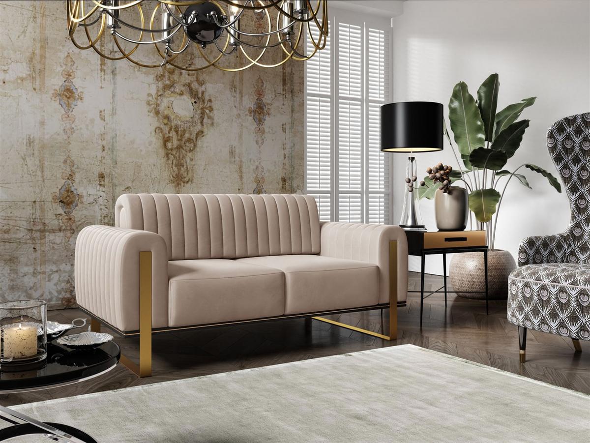 SOFA Valerie 2-sitzer - Beige, Holzwerkstoff/Textil (164/79/90cm) - Fun Möbel