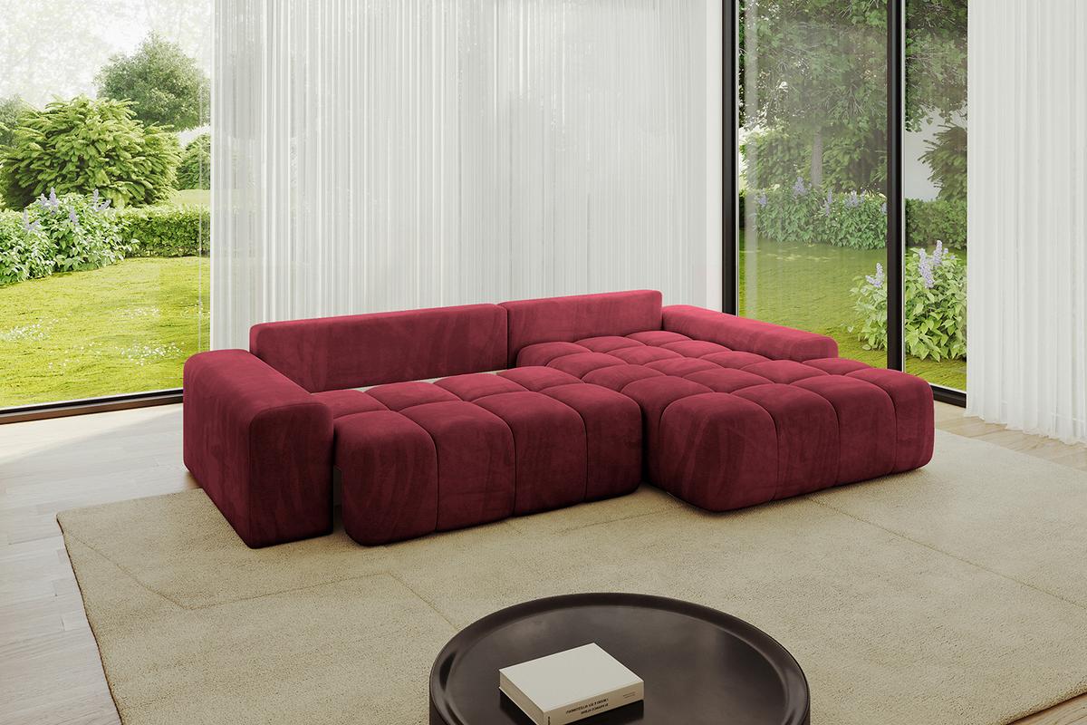 ECKSOFA Ottomane Rechts ENSI-L - 267x164x69 cm Bordeaux - Bordeaux, Holzwerkstoff/Kunststoff (164/267cm) - ALTDECOR