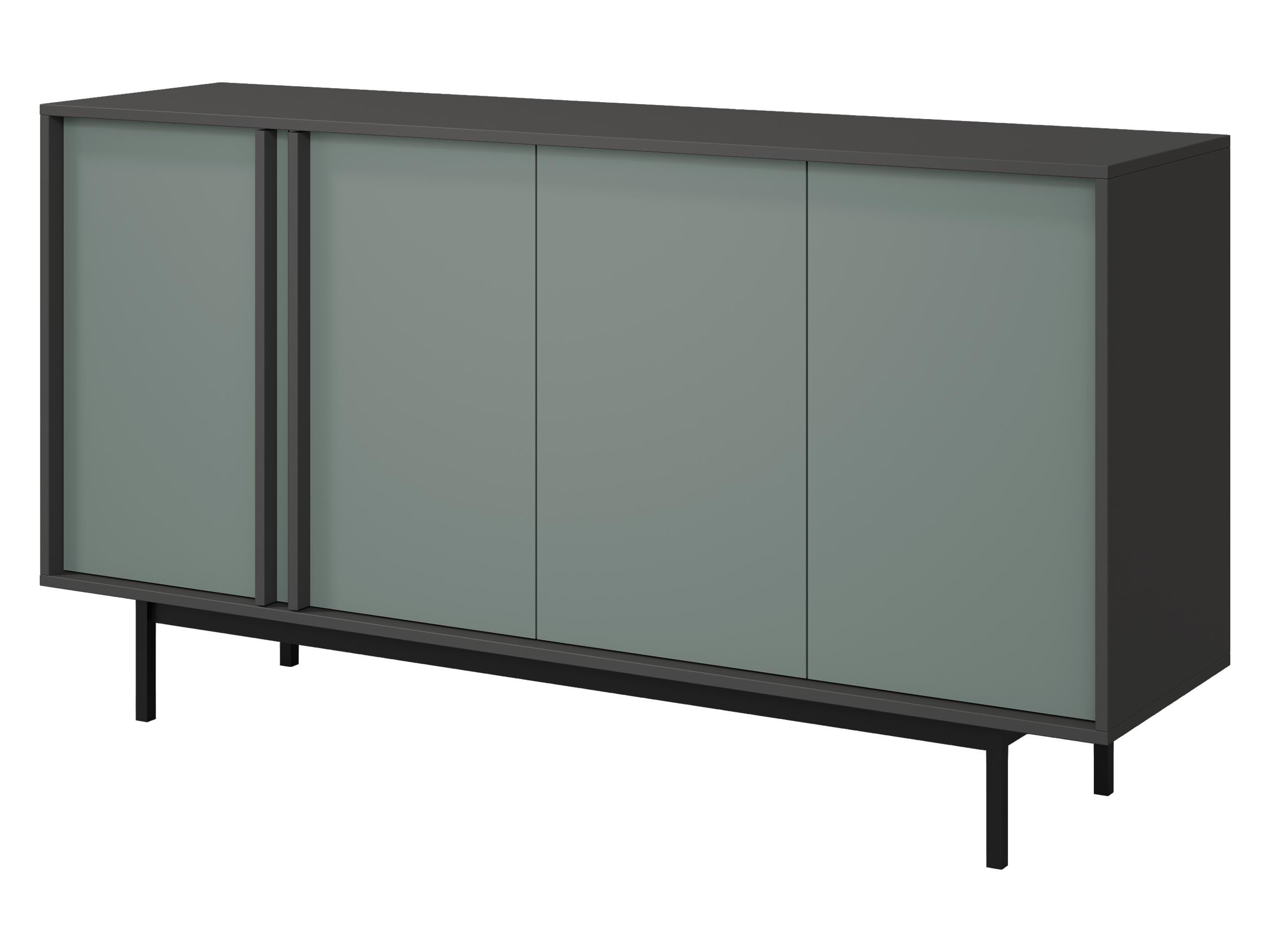 KOMMODE Alsy 4D AL06 - Anthrazit/Grün, Holzwerkstoff/Kunststoff (163/87/43cm) - MIRJAN24