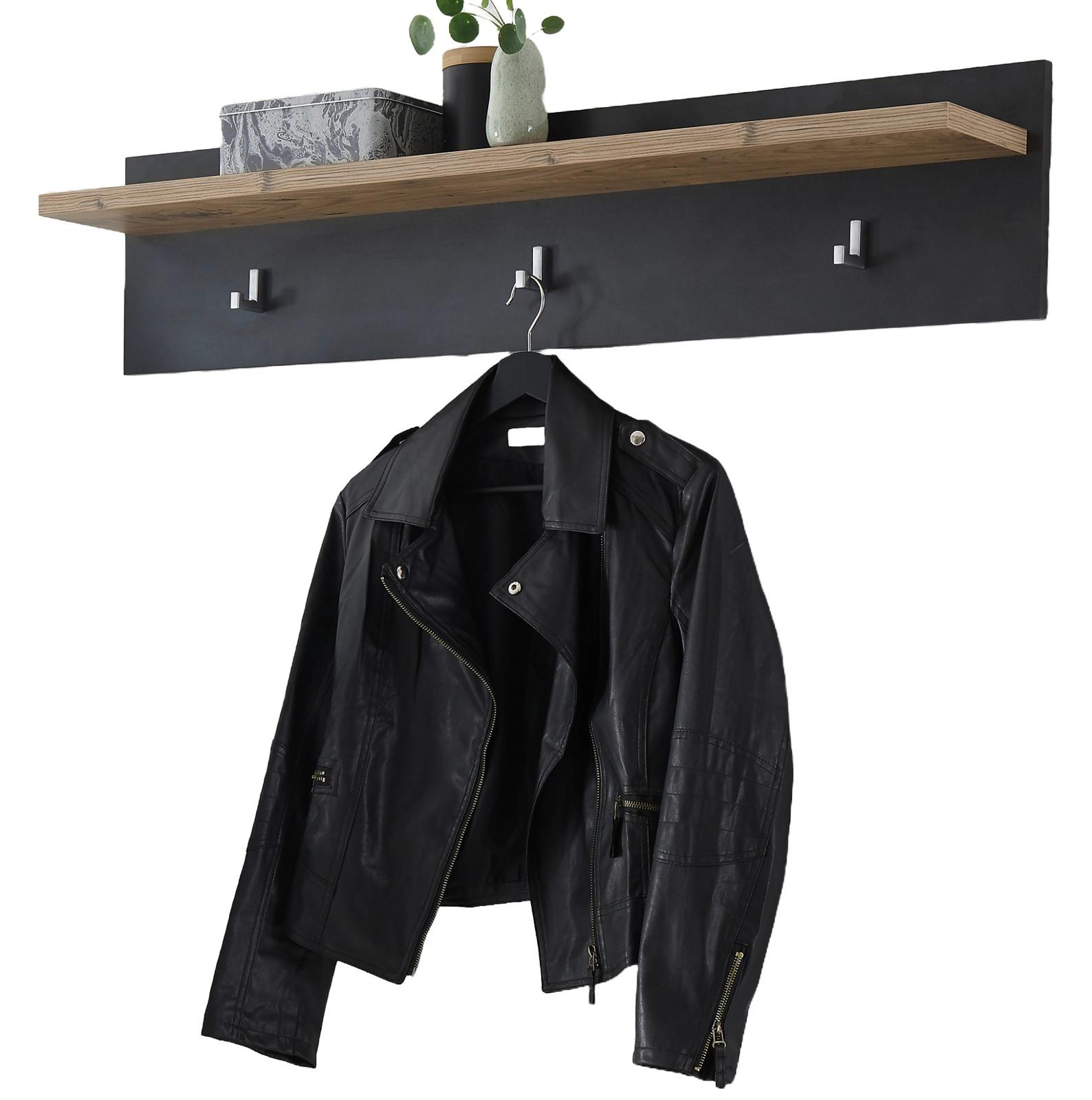 GARDEROBENPANEEL Kastanie und grau Fresco, Flur Wandgarderobe, 107 x 23 cm - Kastanienfarben/Grau, Holzwerkstoff (107/23/18cm) - Furn.Design