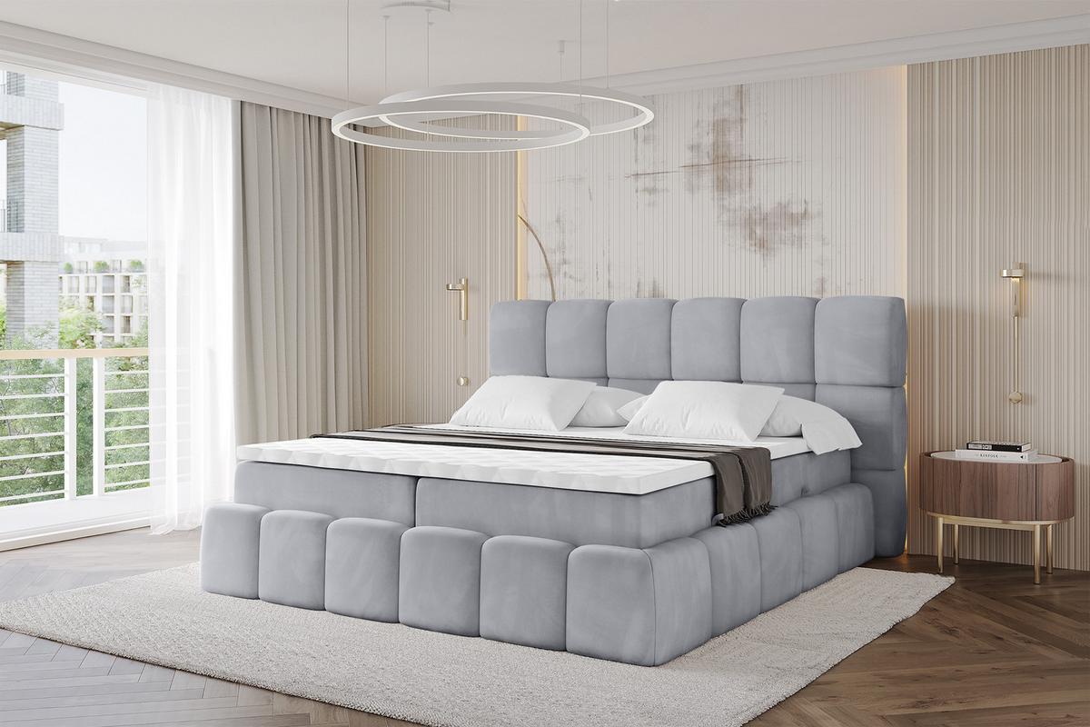 BOXBETT - AURI-H3 - 180x200 Grau Monolith - Hellgrau, Holzwerkstoff (180/200cm) - ALTDECOR