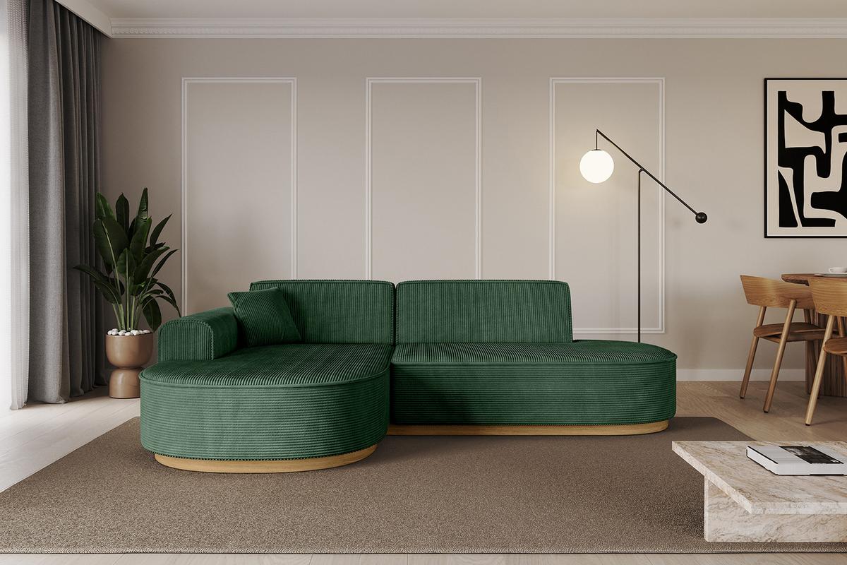 ECKSOFA Ottomane Links MARI-L1-v2 - 243x171x83 cm Grün Cord - Grün, Holzwerkstoff/Textil (243/171cm) - ALTDECOR