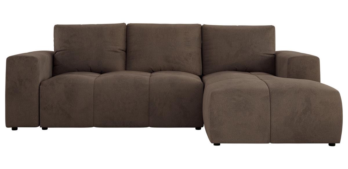 ECKSOFA MONIVA Braun Velvet - Rechts - Schwarz/Braun, Textil (266/164cm) - MKS