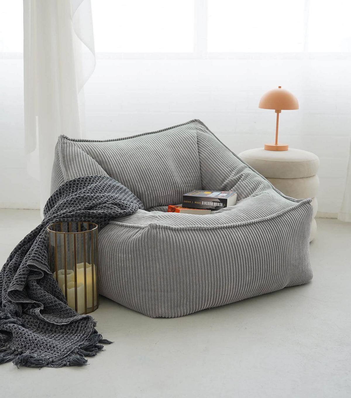SITZSACK Cord Snug mit Hocker - Grau, Textil (80/60/83cm) - Mokebo