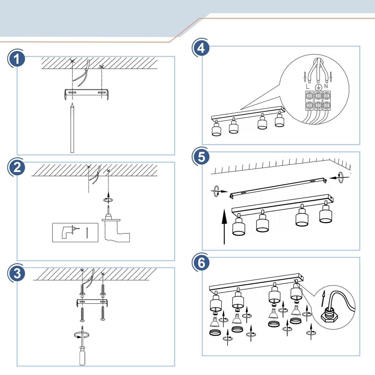DECKENSTRAHLER Trier 4-flammig 55/5/15.7 cm - Weiß, Metall (55/5/15.7cm) - Nettlife