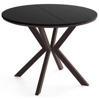 ESSTISCH Valio rund oval ausziehbar verlängerbar mit braunen Metallbeinen, Schwarz 100-140/100/76 cm - Schwarz/Braun, Holzwerkstoff/Metall (100/140/76cm) - WFL GROUP