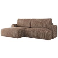 ECKSCHLAFSOFA TONO L Braun Cord - links - Schwarz/Braun, Kunststoff/Textil (260/150cm) - MKS