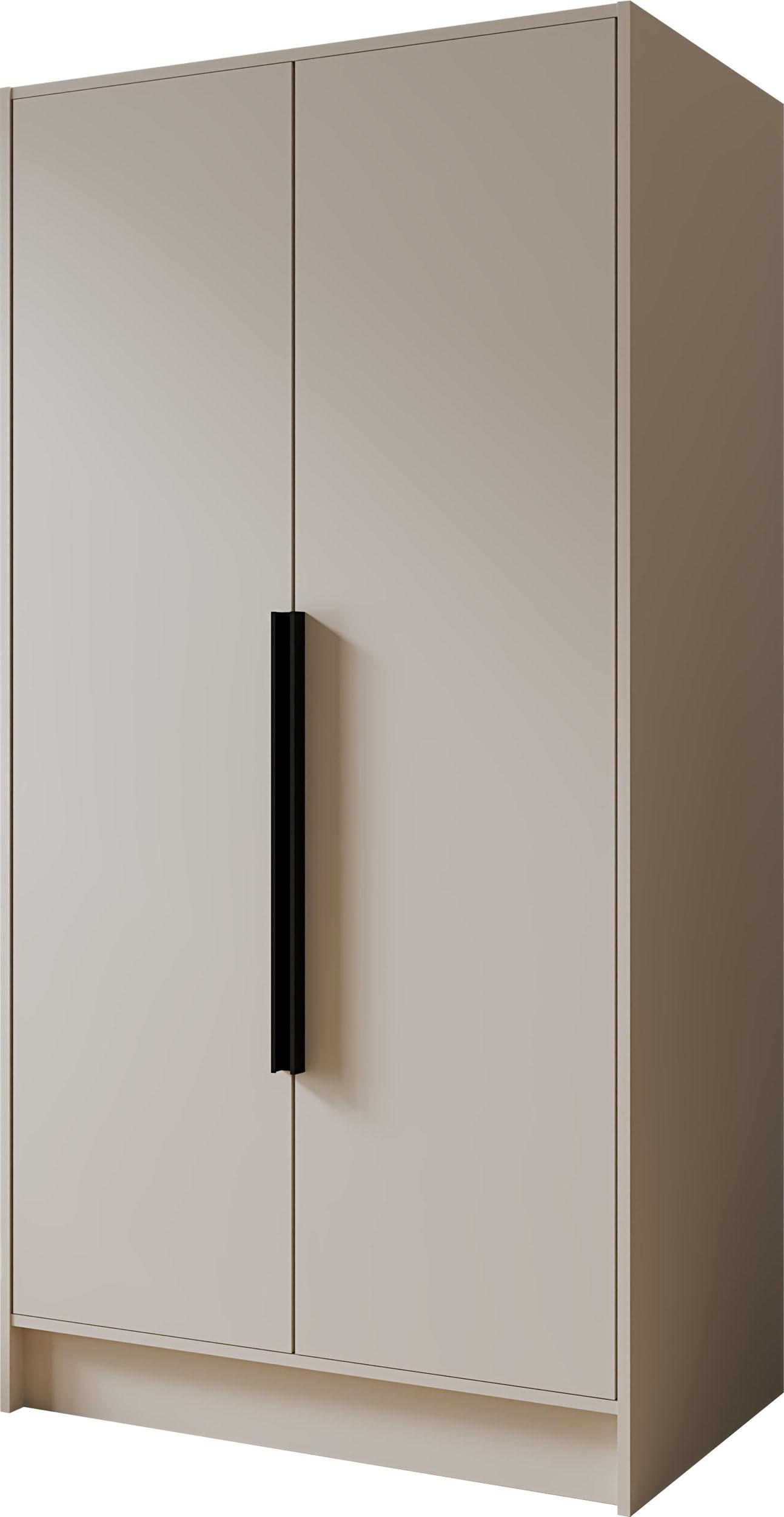 KLEIDERSCHRANK Mono Bis im Skandi-Stil, Drehtüren mit Schwarze Metallgriffe, Kaschmir 102/200/51 cm - Kaschmir/Beige, Holzwerkstoff (102/200/51cm) - WFL GROUP