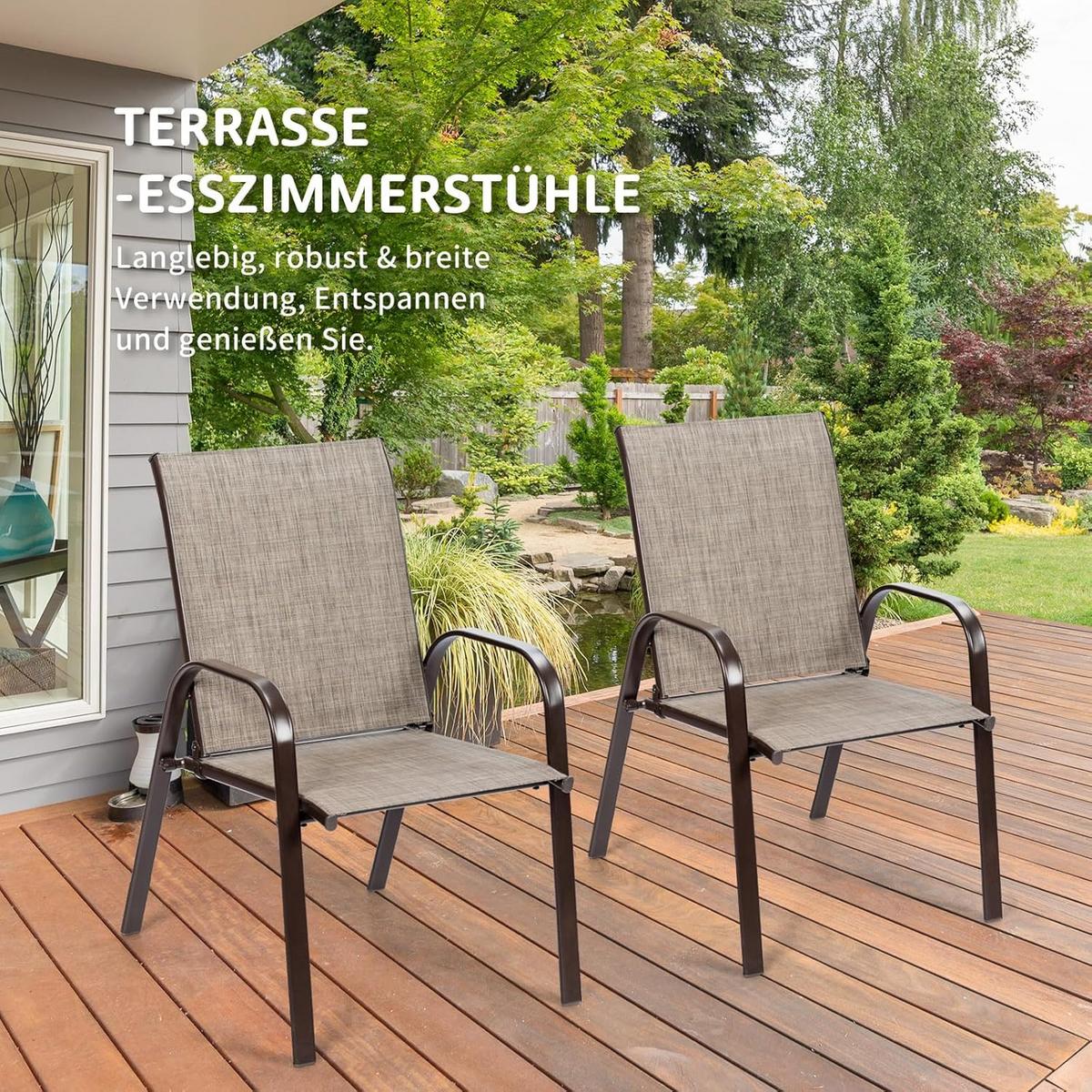 GARTENSTÜHLE Grau(2er-Set) - Grau, Metall - COSTWAY