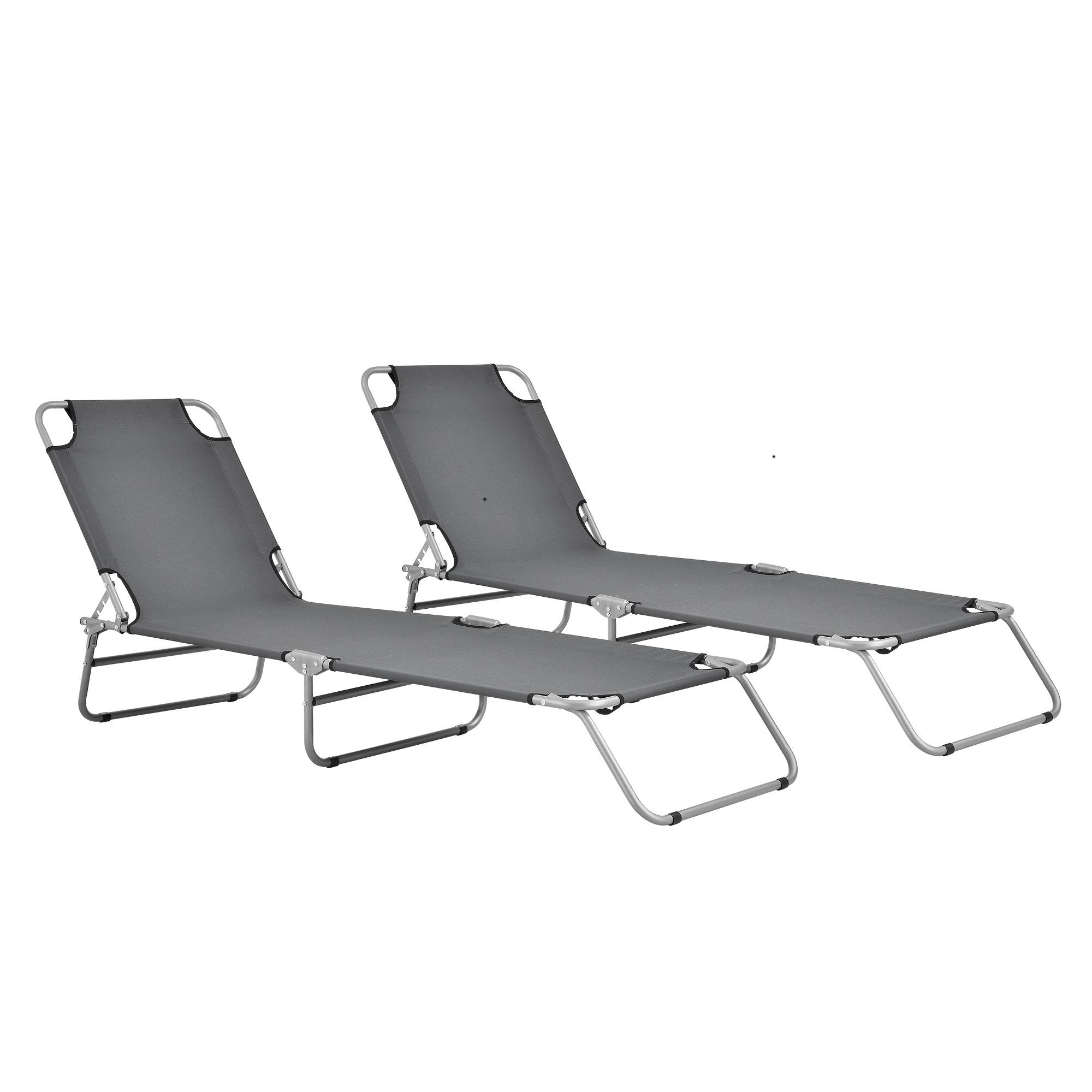SONNENLIEGE-SET 2 TLG. Carcao - Dunkelgrau, Textil/Metall (186/24/55cm) - casa.pro