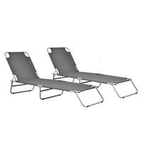 SONNENLIEGE-SET 2 TLG. Carcao - Dunkelgrau, Textil/Metall (186/24/55cm) - casa.pro