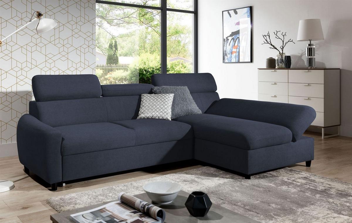 ECKSOFA Schlafsofa Anton Xs In Esito - Dunkelblau, Holzwerkstoff/Textil (170/260cm) - Fun Möbel