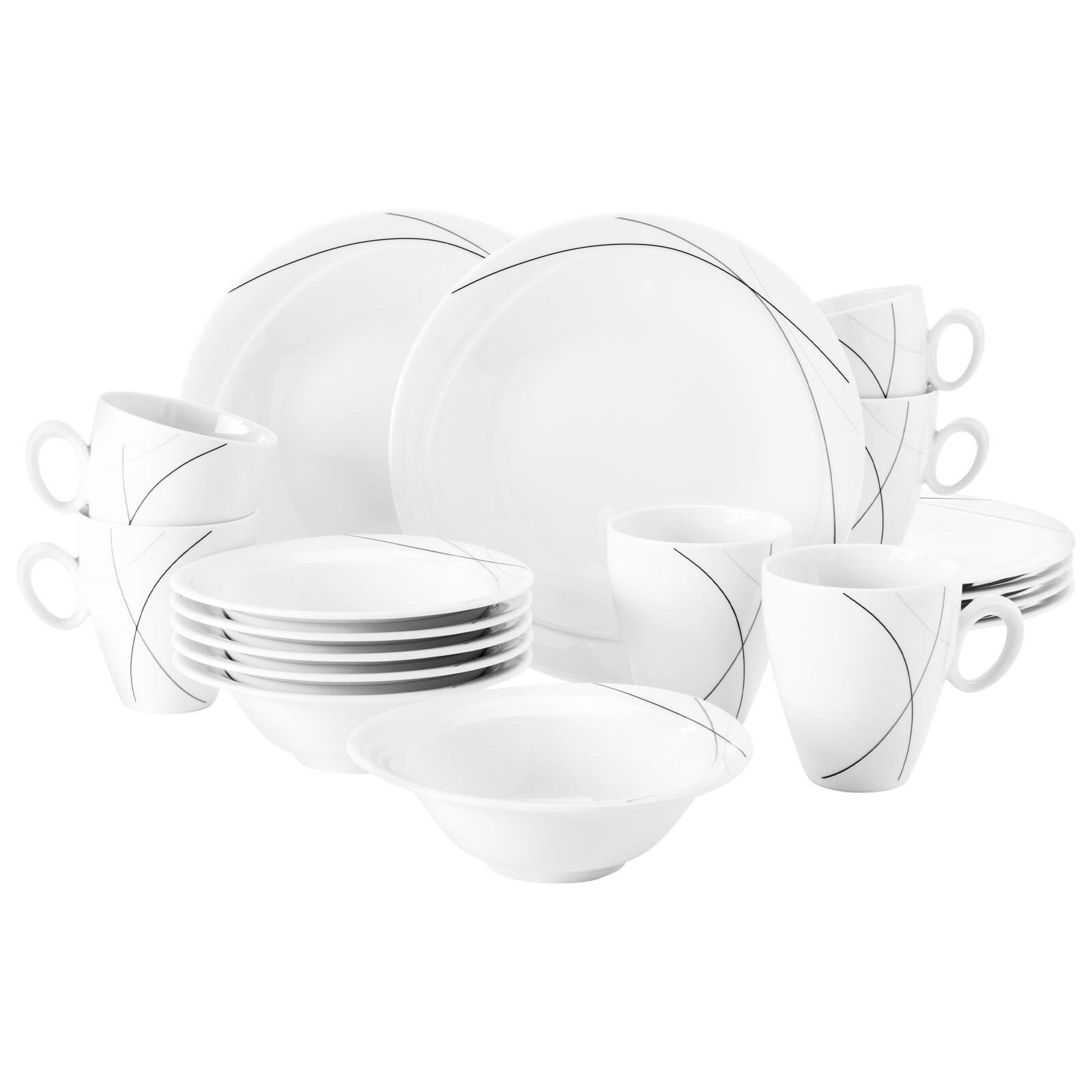 FRÜHSTÜCK-SET Trio Highline schwarz-weiß 18-tlg. - Schwarz/Weiß, Keramik (2/2/2cm) - Seltmann Weiden