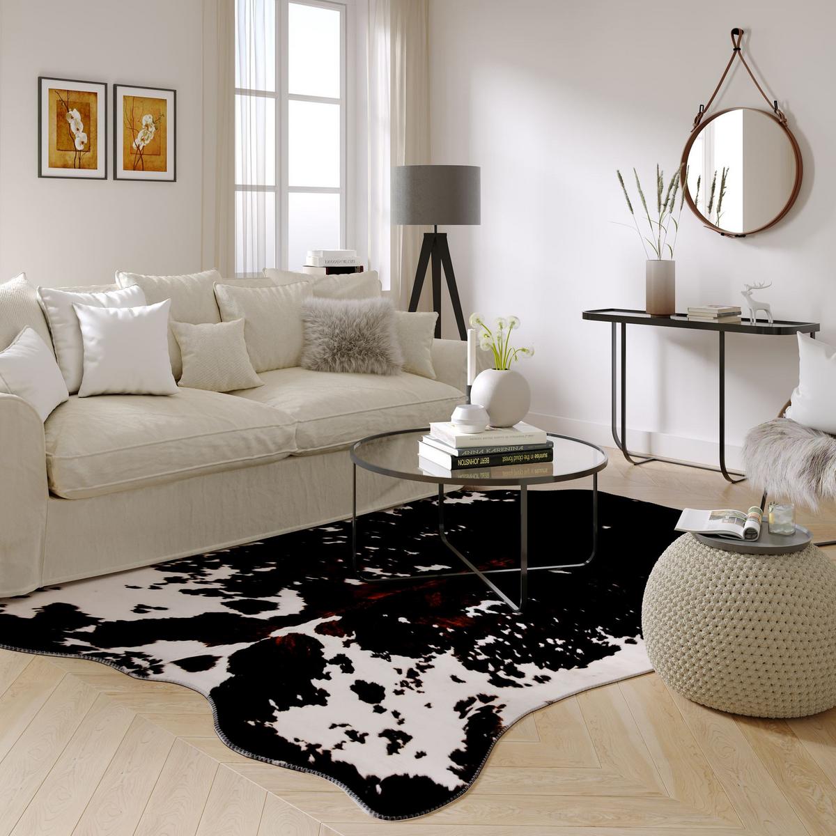 KUNSTFELL-TEPPICH Emilia 100x130 cm - Schwarz, Textil (100/130cm) - Gino Falcone