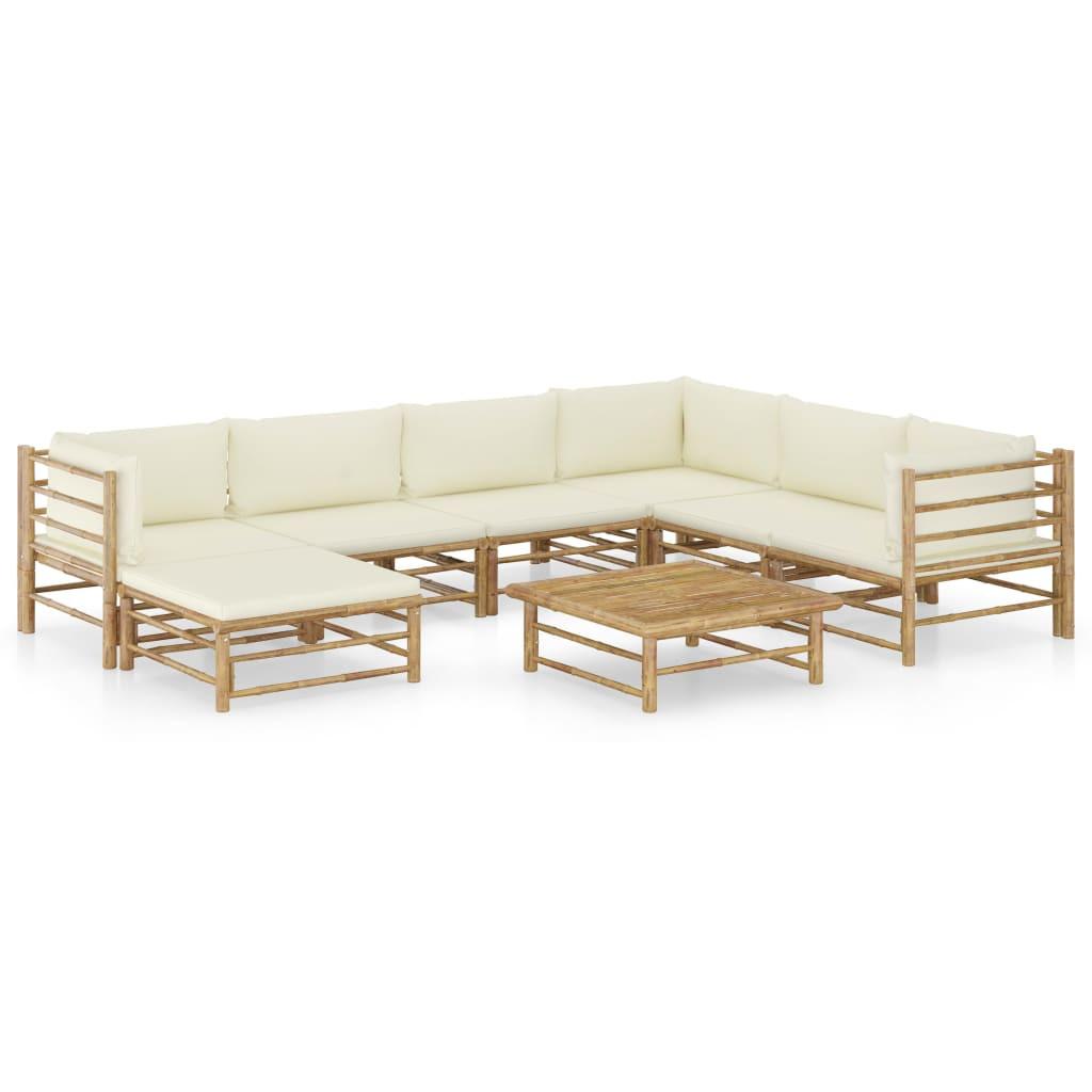 GARTENSET Reside 8-teilig - Weiß, Naturmaterialien - Nettlife